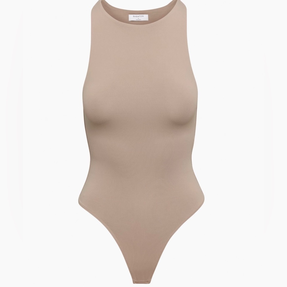Aritzia - Babaton Taupe High Neck Bodysuit - Size Large